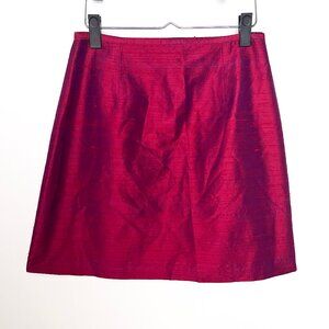 Vintage French 100% Dupioni Silk Magenta Mini Skirt Y2K Pink